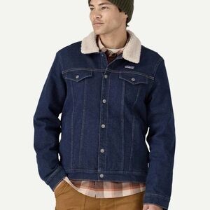 Nwt Patagonia Men's Sherpa Pile Lined Denim Trucker Jacket S Women's M MSRP $189